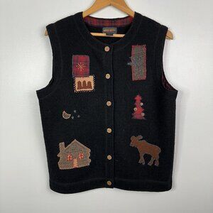 Vintage Woolrich  100% Wool  Patchwork Button Down Vest  Womens Large